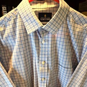 Stafford Men's Plaid Travel Performance Super Shirt Size 15.5 / 32-33